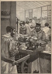 Sea sequim: fremstilling af hav sequim rør. Indgravering fra 1885 i "" Les arts et metiers illustres"" af Adolphe BITARD.