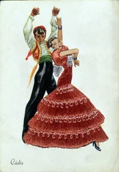 Spanske Flamenco-dansere i traditionelt tøj.