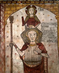 Sankt Christopher bærer Jesusbarnet, ca. 1285 (fresco)
