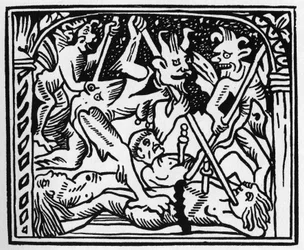 På! på! Djævle! sus dæmoner! i ""Great Calendar and Compost of the Shepherds"", Lyon