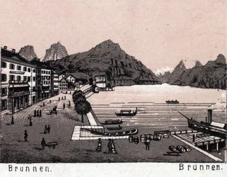 Schweiz: udsigt over byen Brunnen. i "" Verden illustrerer 168 visninger"" Udateret (slutningen af det 19. århundrede)