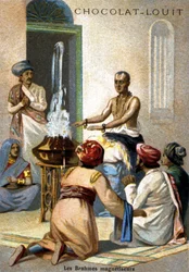 Brahman magnetisatorerne. kromolitografi fra slutningen af det 19. århundrede..
