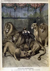 Grevinden af X... og hendes løver på showet på Folies Bergères i Paris. I Le petit Journal, den 19/05/1895.