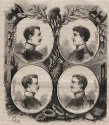 De fire sergenter (Jean Francois Bories (1795-1822), Jean Joseph Pommier (1796-1822), Marius Claude Raoulx (1797-1822)) og Charles Goubin (1798-1822) fra La Rochelle anklaget under restaurationen for at ville vælte monarkiet og guillotinerne i 1822