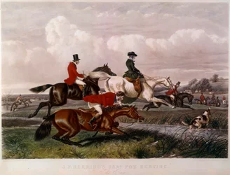 Rævejagtens gravering af John Frederick Herring (1795-1865) (ec.engl.) Privatsamling fra det 19. århundrede