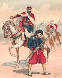 Den franske Armee under Louis Philippes regeringstid fra 1830 til 1848 - Zouave og Spahi - Indgravering fra 1882 i "" Histoire de dix ans: 1830-1840""" Louis-Blanc (1811-1882)