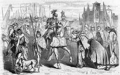 Franskmændene drog til Bordeaux den 23. juni 1451 under Charles VII, afslutningen på generobringen mod englænderne. Indgravering af det 19. århundrede.