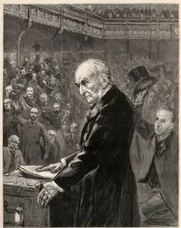 Underhuset, 13. februar 1893: tale af William Ewart Gladstone (kobberstik)