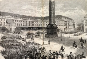 Paris Fetes, den italienske hær, der besmitter for kejseren på Place Vendome - Guerre d
