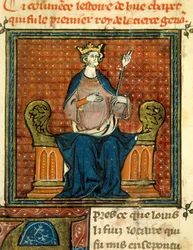 Hugo Capets (941-996) ritus i 988. Miniature fra et manuskript fra det 13. eller 14. århundrede. Paris, Frankrigs Nationalbibliotek