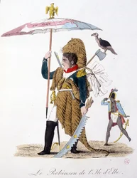 Robinson fra Elba Island - i "" Napoleon 1st, karikaturer, dummy-samling"", ca. 1814