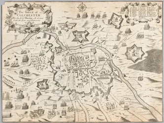 The Siege of Colchester af Lord Fairfax, som det var med line og outworks 1648 (gravering)