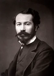 Kunstneren Edmond-Louis Dupain portrætteret i anledning af Salonen i Paris i 1883