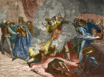 De glødende bold eller de vilde: i anledning af brylluppet af en dame af Isabeau (Isabella, Elizabeth) fra Bayern den 28. januar 1393, forklædte kongen sig og lænkede sig til fire andre hoffolk. Hans bror, hertugen af Orlé