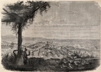 Byen Bergamo (Bergamo) omkring 1858 - gravering -