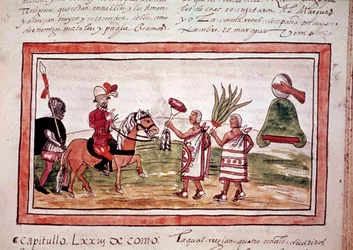 Erobringen af Mexico af den spanske conquistador Hernando Cortes (Hernan eller Fernando Cortes eller Cortez