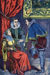 Dansen. Anonym illustration til "" Askepot", fortælling af Charles Perrault (1628-1703), fransk forfatter. Billedmateriale Marcel Vagne, Jarville Nancy, udateret (slutningen af det 19. århundrede).