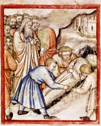 Sarah Miniatures begravelse fra codex 212 (eller Padovano Codice eller Bible of Padua) 1390-1400 Rovigo, Accademia dei Concordi
