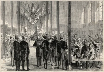 Den kejserlige prins Eugene Louis Joseph (1856-1879) deltog i den hellige Karls (Saint Charlemagnes) banket i Paris på Lycee Bonaparte (dengang Lycee Condorcet). Indgravering i "The Universe illustrious"