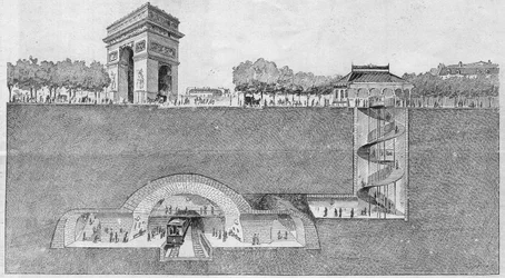 Metrostationen "" Etoile"" i Paris. Stik fra 1895.