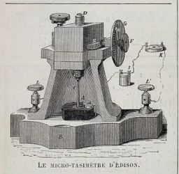 Edisons mikro-tasimeter - gravering, slutningen af det 19. århundrede