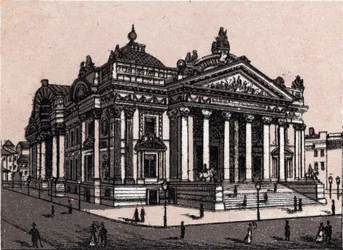 Den nye børs i Bruxelles i Belgien i "Verden illustrerer 168 visninger"" Udateret (slutningen af 1800-tallet)