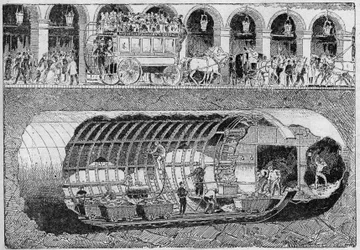 Gennemboring af vejen under Rivolis gade i 1895.