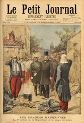 Republikkens præsident, Felix Faure (1841-1899), besøger tropperne i Langres under de store manøvrer og tradition for alle besøgende, han smager på soldatens suppe. Indgravering i "" Le petit journal"" 22/09/1895. Selvas samling.
