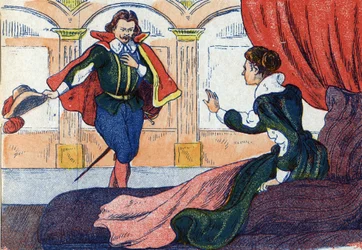 Prinsessen er ved at vågne. Illustration til "La belle au bois dormant", fortælling af Charles Perrault (1628-1703), fransk forfatter. Anonym illustration. Billedmateriale Marcel Vagne, Jarville Nancy, udateret (slutningen af det 19. århundrede).
