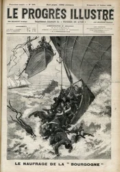 Det transatlantiske skibsvrag "Burgogne"-indgraveringen i "Det berømte fremskridt"" fra juli 1898.