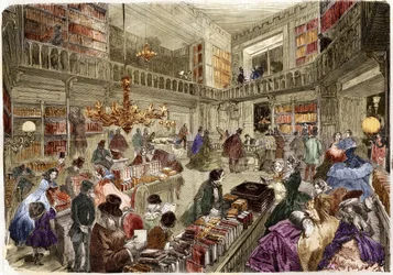 Butikken for boghandlen Nouvelle, boulevard des italiens i Paris i 1860.