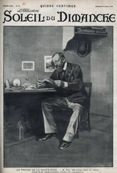 Retssagen ved Højesteret: Paul Déroulède (1846-1914), en fransk forfatter og nationalistisk aktivist, som var en vigtig skikkelse i antidreyfusismen, i sin celle efter sit kupforsøg den 23. februar. Stik i »Le Soleil du dimanche«, 29. oktober