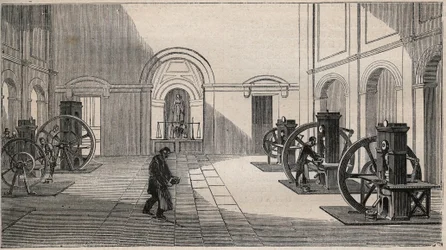 Thonnelier pengepresse på La Monnaie i Paris - gravering fra 1877