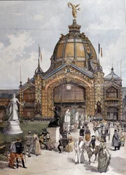 Verdensudstilling, Central Dome i Paris, gravering af 1889