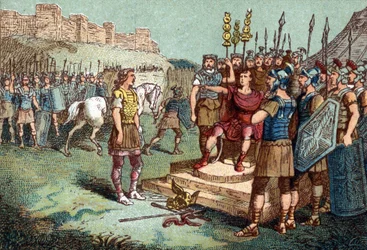 Vercingetorix, gallisk leder, drog til Julius Cæsar i 52 f.Kr.