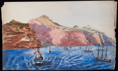Udsigt over Jamestown, St. Helena, ca. 1850 (wc på papir)