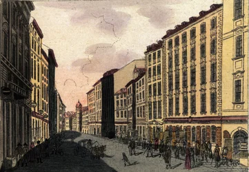 Udsigt over Kohlmarkt Street i Wien, Østrig Gravering fra 1820