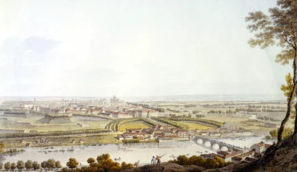 Udsigt over Torino. Indgravering 1810.
