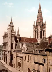 Udsigt over Notre Dame-kirken i Dijon. Fotokrom v. 1890.