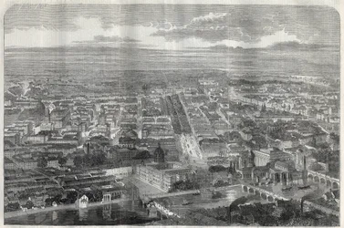 Udsigt over byen Berlin (Berlino) i 1858.
