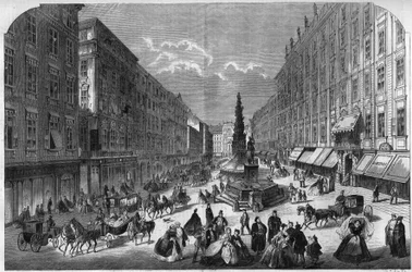 Udsigt over Graben i Wien, Østrig. Indgravering i "The Illustrous Universe"