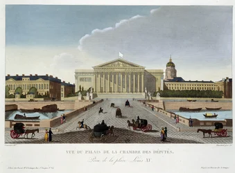 Udsigt over Deputeretkammerets palads - i "" Views of Paris"" af Courvoisier