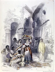 Udsigt over ghettoen i Rom i 1830.