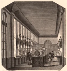 Udsigt over det indre af Grand Gallery på Royal Conservatory of Arts and crafts, Paris, Frankrig