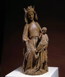 Jomfru og barn Træskulptur fra det 14. århundrede. Musee Vivenel, Compiegne