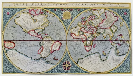 Verdenskort over Mercator (1587) - efter "Gerard Mercators atlas eller kosmografiske meditationer over verdens stof og stoffets form", Amsterdam