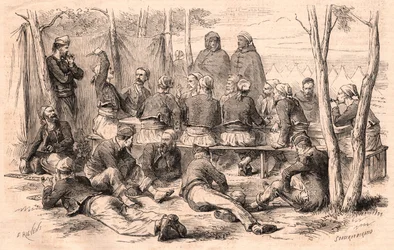 Zouave-gruppen hviler sig i Chalons-lejren