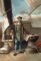 portræt af Christopher Columbus på italiensk Cristoforo Colombo Navigator af genuesisk oprindelse (Genova