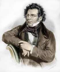 portræt af Franz Schubert (1797-1828), østrigsk komponist.