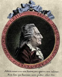 portræt af Giovanni Giacomo Casanova (1725-1798), italiensk eventyrer og forfatter. portrat af Johann Berka fra "" Icosameron eller History of Edward and Elizabeth, der tilbringer enogfirs år med Megamicres, indfødte indbyggere i Protokosmos i mellemtiden